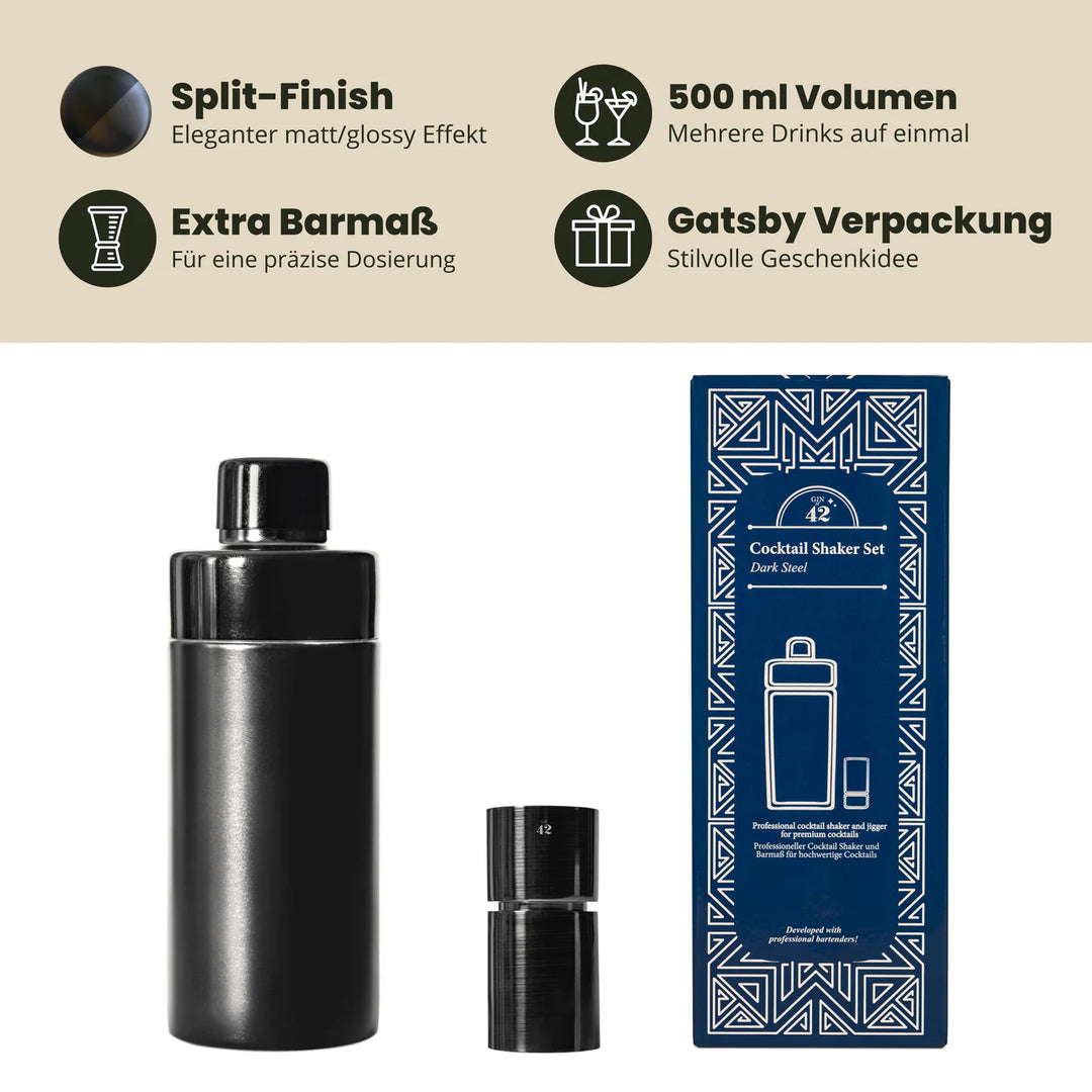 COCKTAIL SHAKER SET - DARK STEEL - 500 ML