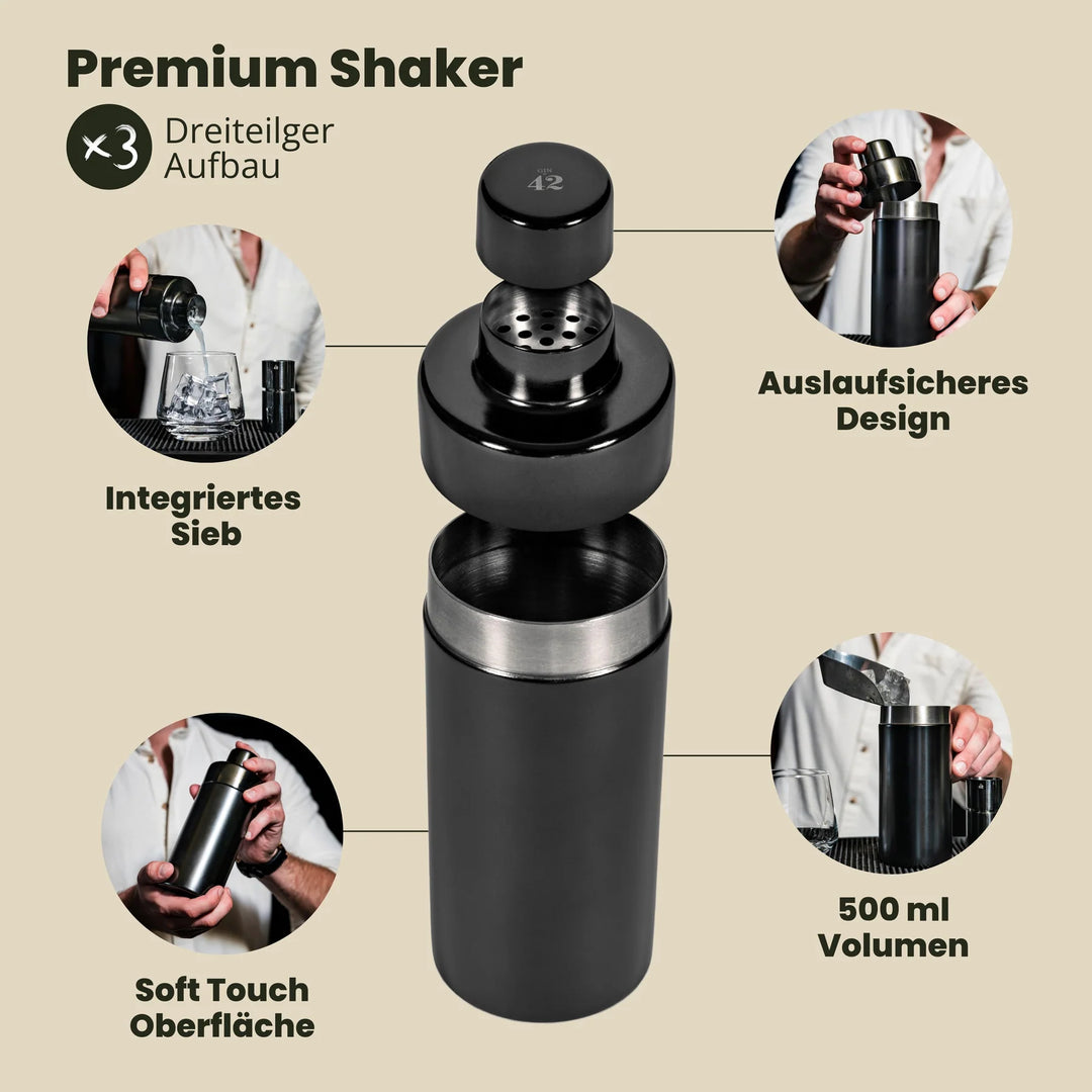 COCKTAIL SHAKER SET - DARK STEEL - 500 ML