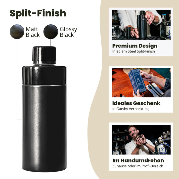 COCKTAIL SHAKER SET - DARK STEEL - 500 ML